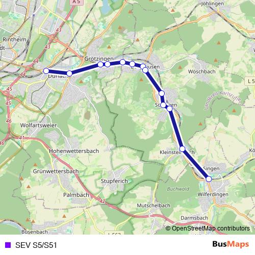 SEV S5/S51 bus Line Map