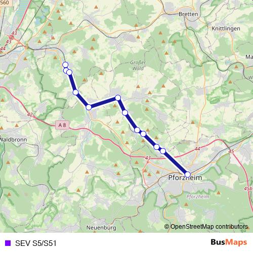 SEV S5/S51 bus Line Map