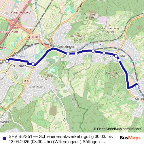 SEV S5/S51 bus Line Map