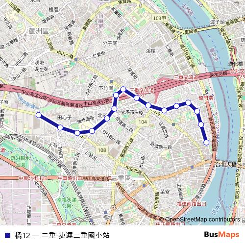 橘12 bus Line Map