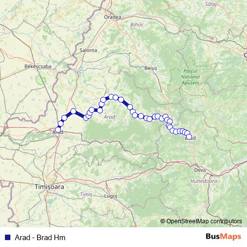 Arad - Brad Hm rail Line Map