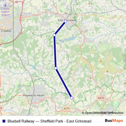 Bluebell Railway rail Line Map