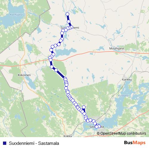 Suodenniemi - Sastamala bus Line Map