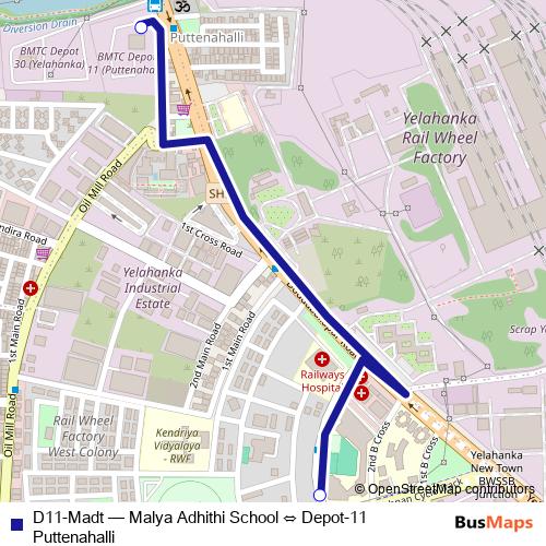 D11-Madt bus Line Map
