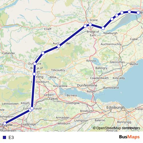 E3 bus Line Map