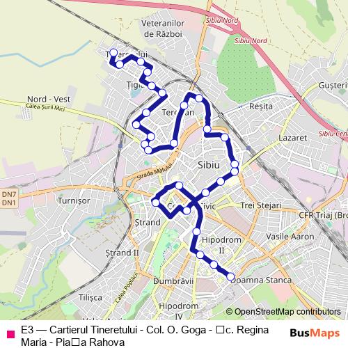 E3 bus Line Map