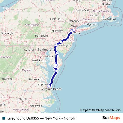 Greyhound Us0355 bus Line Map