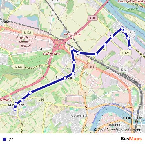 27 bus Line Map