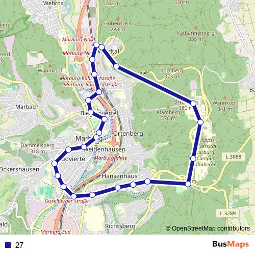 27 bus Line Map