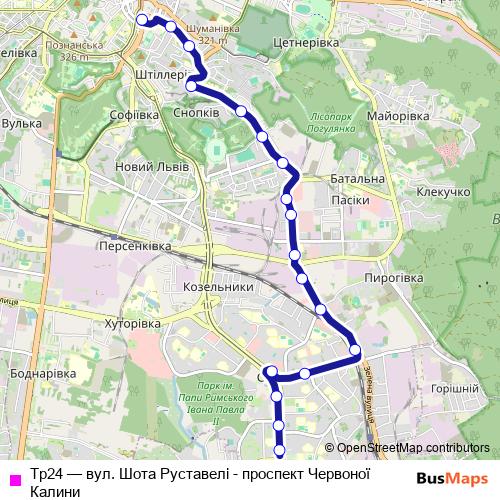 Тр24 bus Line Map