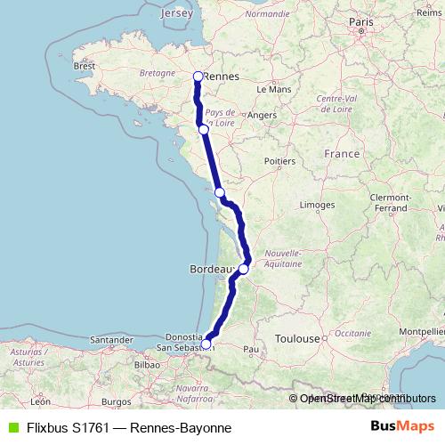 Flixbus S1761 bus Line Map