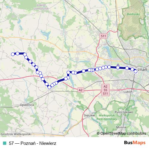 57 bus Line Map
