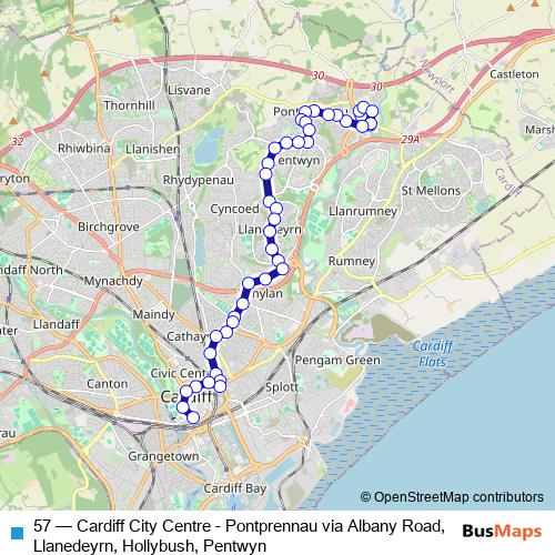 57 bus Line Map