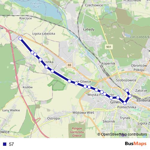 57 bus Line Map