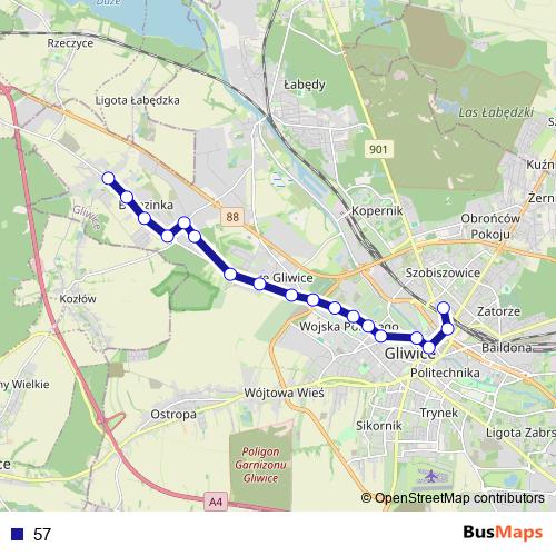 57 bus Line Map