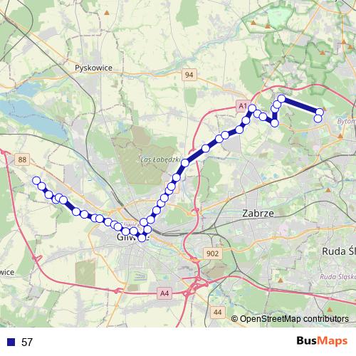 57 bus Line Map