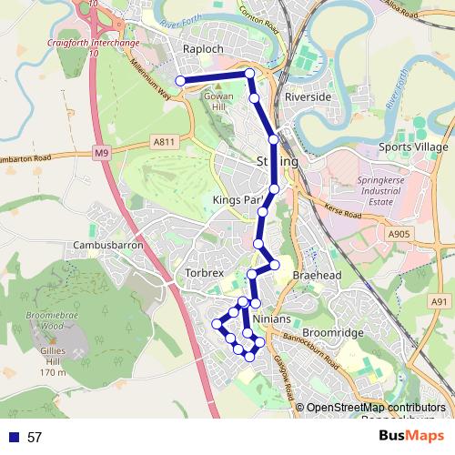 57 bus Line Map