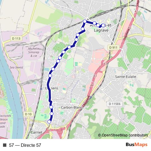 57 bus Line Map