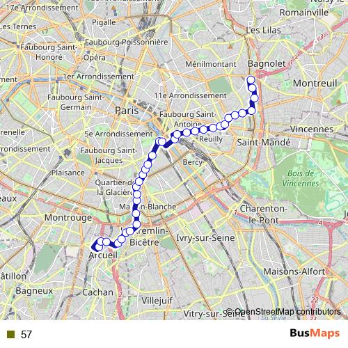 57 bus Line Map