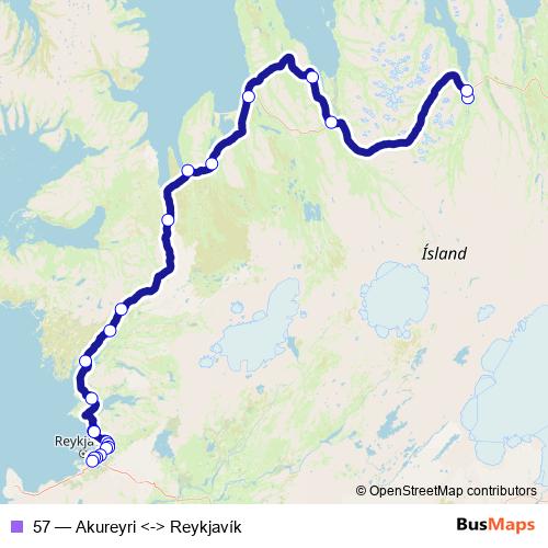 Bus 57 Timetable & Stops in Reykjavik