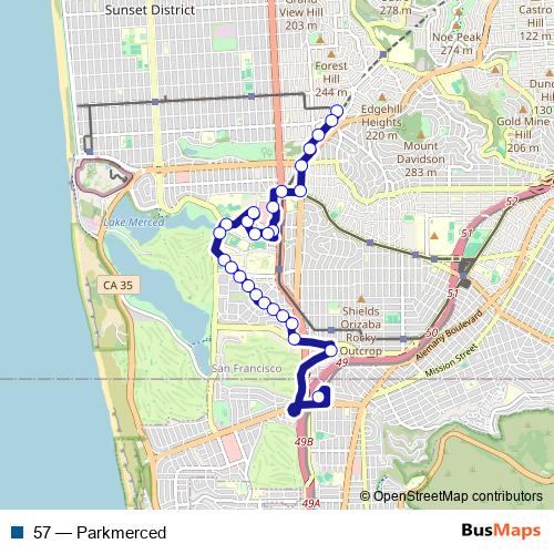 57 bus Line Map