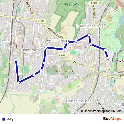 449 bus Line Map