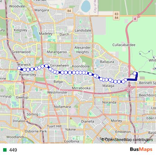 449 bus Line Map