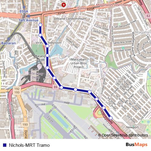 Nichols-MRT Tramo bus Line Map