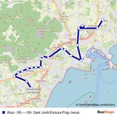 Alsa - N5 bus Line Map