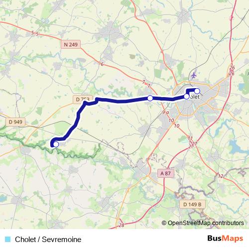 Cholet / Sevremoine bus Line Map