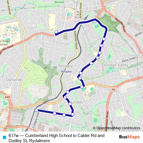 617w bus Line Map
