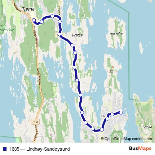 1685 bus Line Map