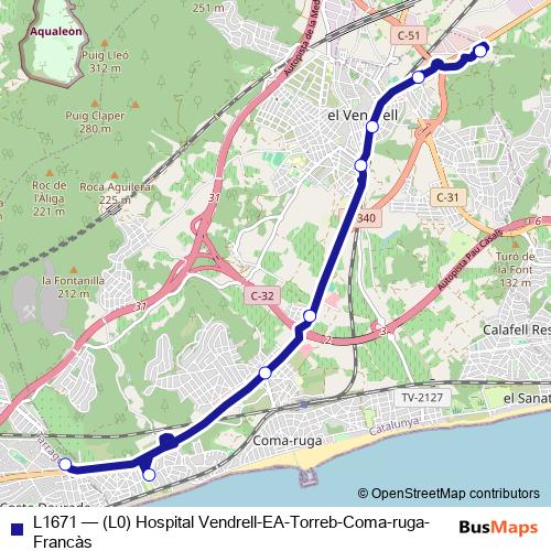 L1671 bus Line Map
