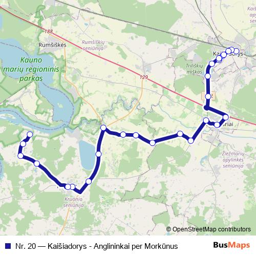 Nr. 20 bus Line Map