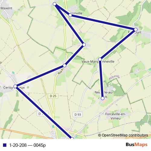 1-20-208 bus Line Map