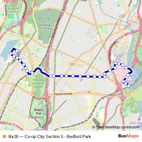 Bx26 bus Line Map