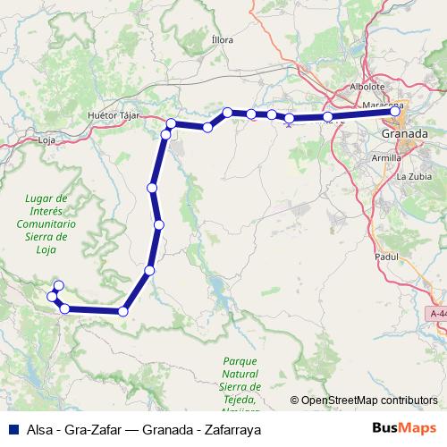 Alsa - Gra-Zafar bus Line Map