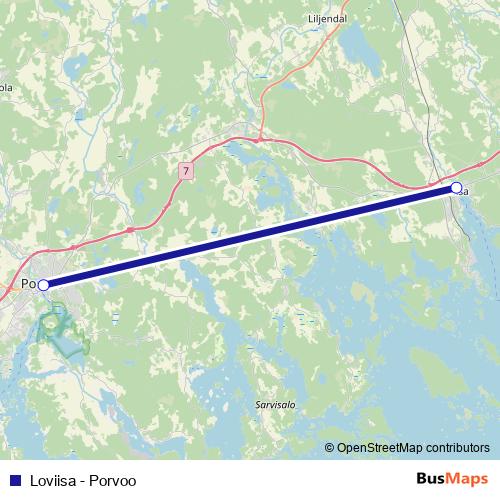 Loviisa - Porvoo bus Line Map