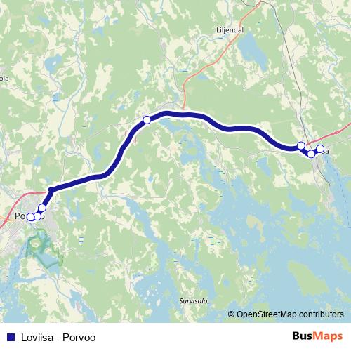 Loviisa - Porvoo bus Line Map