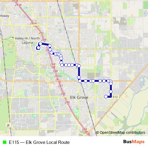 E115 bus Line Map