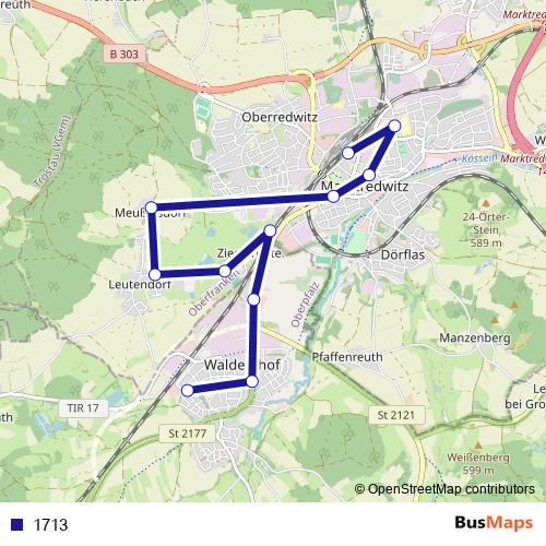 1713 bus Line Map