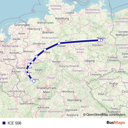 ICE 556 rail Line Map