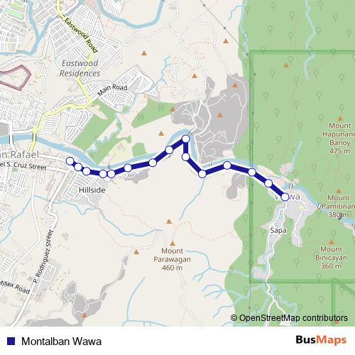 Montalban Wawa bus Line Map