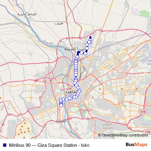 Minibus 90 bus Line Map