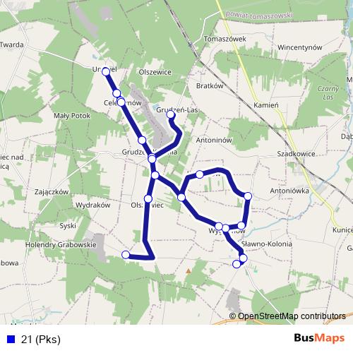 21 (Pks) bus Line Map