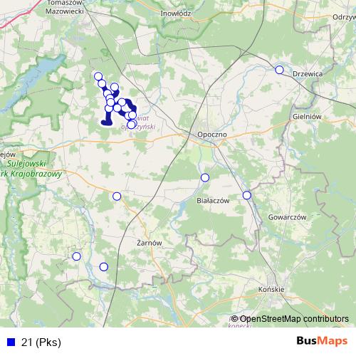 21 (Pks) bus Line Map