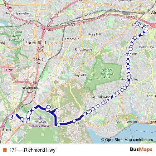 171 bus Line Map