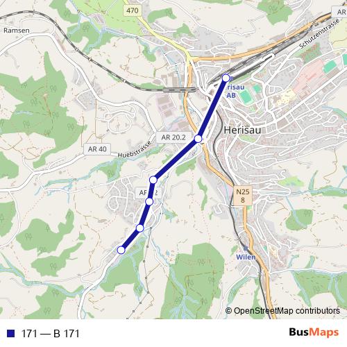 171 bus Line Map