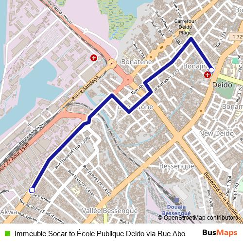Immeuble Socar to École Publique Deido via Rue Abo bus Line Map