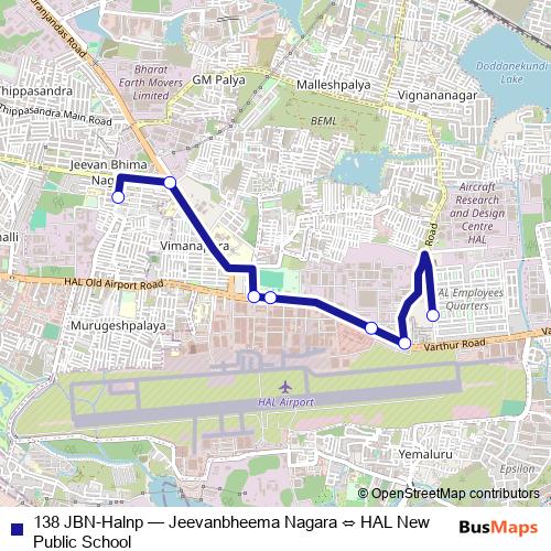 138 JBN-Halnp bus Line Map